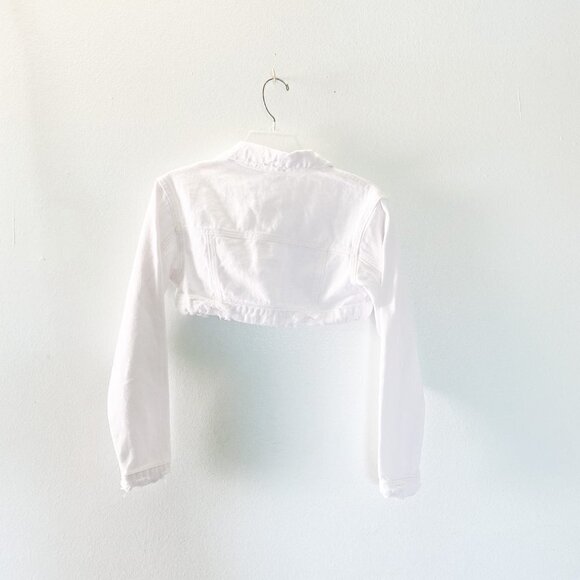 ☀️ NEW LF CARMAR White Crop Jean Jacket Distress Small Casual Boho Cute Grunge - Picture 4 of 7